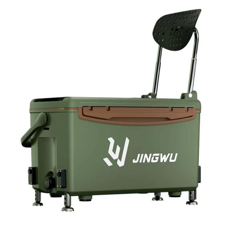 Light Fishing Box Aluminum Multi-Function Angling Gear Case Adjustable Swivel Seat High-Density Fishing Tackle Boxes