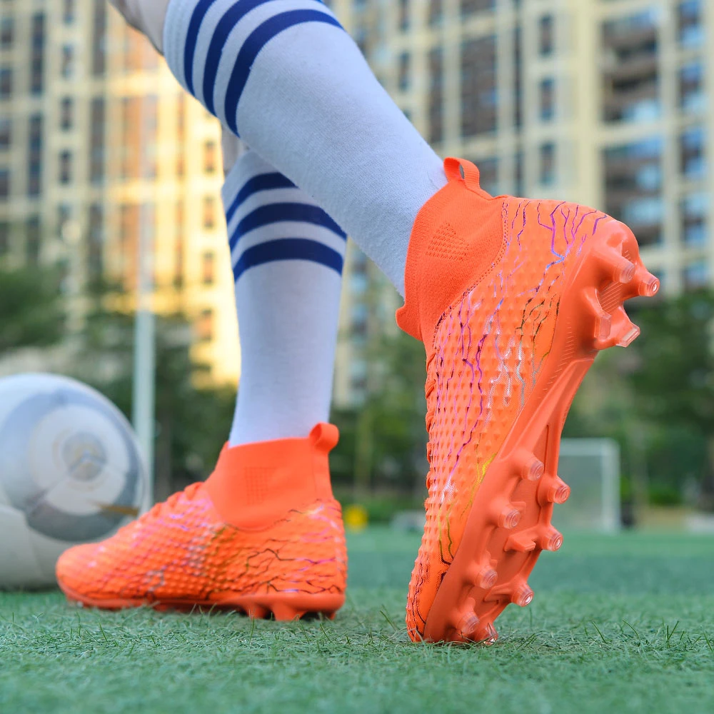 Adult Men's TF/FG New Soccer Shoes High Top Professional Anti-Slip Durable Football Boots Children's Outdoor Soccer Sneakers