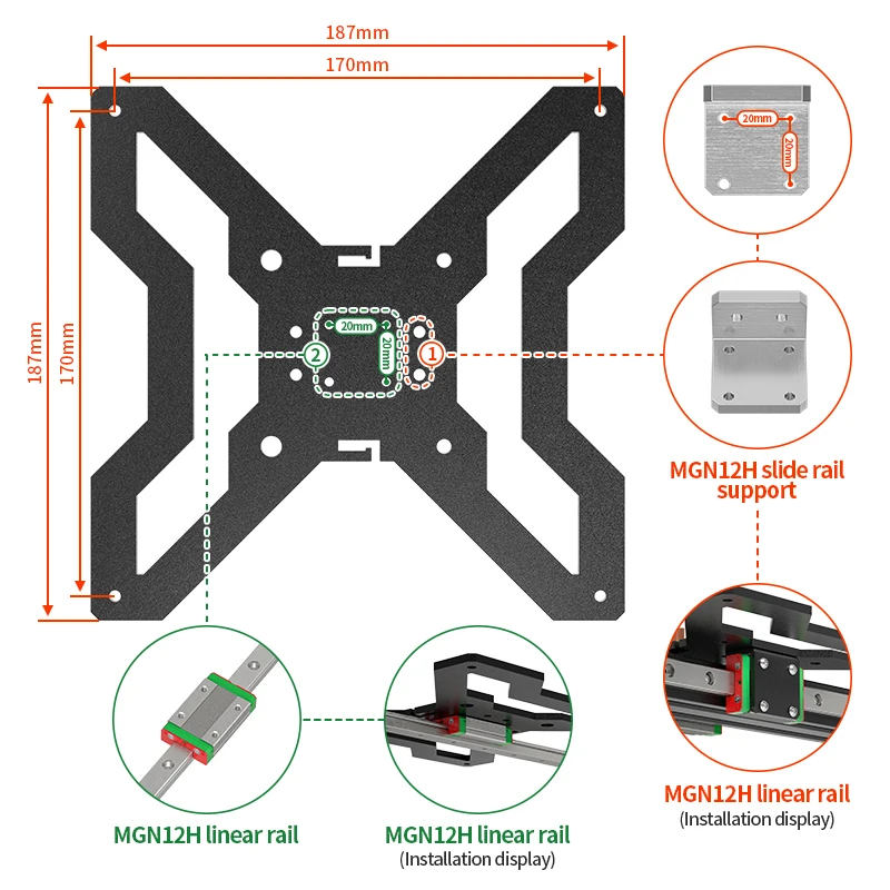 Atualização da Impressora 3d y Axis Hot Bed Placa de Suporte para 150 mm 235 mm Aluminum Heatbed Hotbed Platform Compatibilidade Linear Rail - Imagem 3