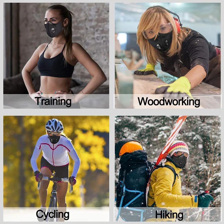 

Cycling Face Mask with Filter Dust Mask Sport Washable Reusable Summer Facemask for men Bandana Actived Carbon Filters Face Mask