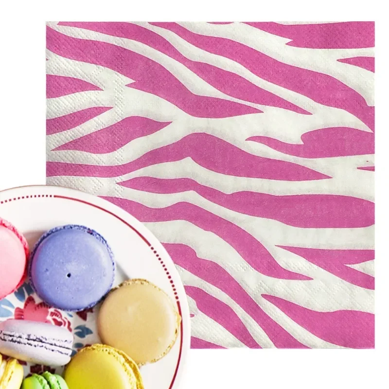 20pcs 33cm 2-Ply New Pink Leopard Print Food Grade Printed Pattern Party Tissue Paper Commercial Paper Placemat
