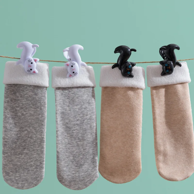6Pcs Cartoon Cat Clothespin Windproof Clips Household Clothes Underwear Socks Clips Multifunctional Laundry Hanging Clips