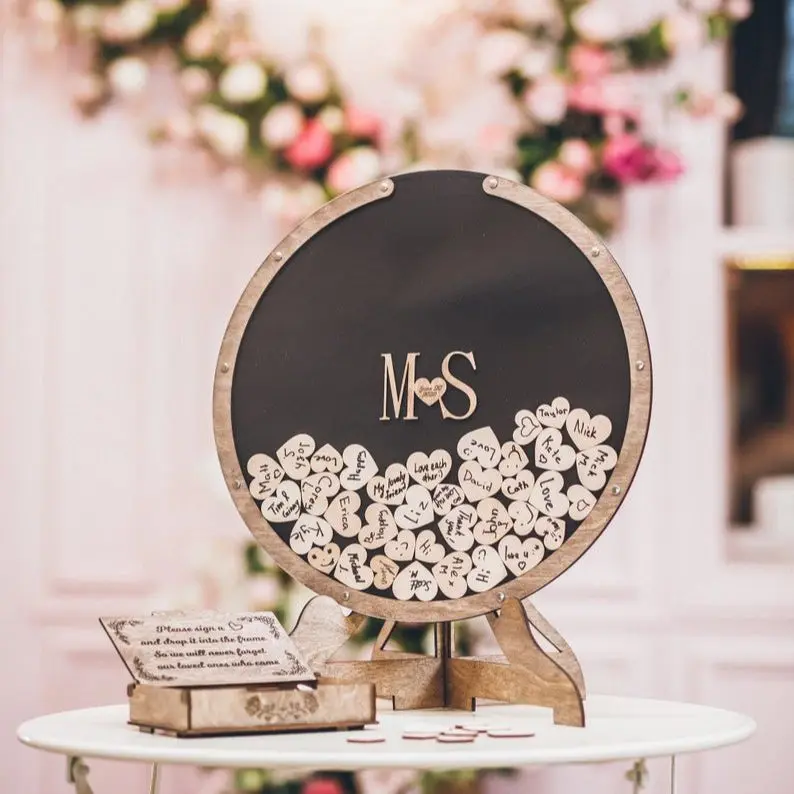 Personalized Wedding Guest Book Wooden Frame Transparent Acrylic