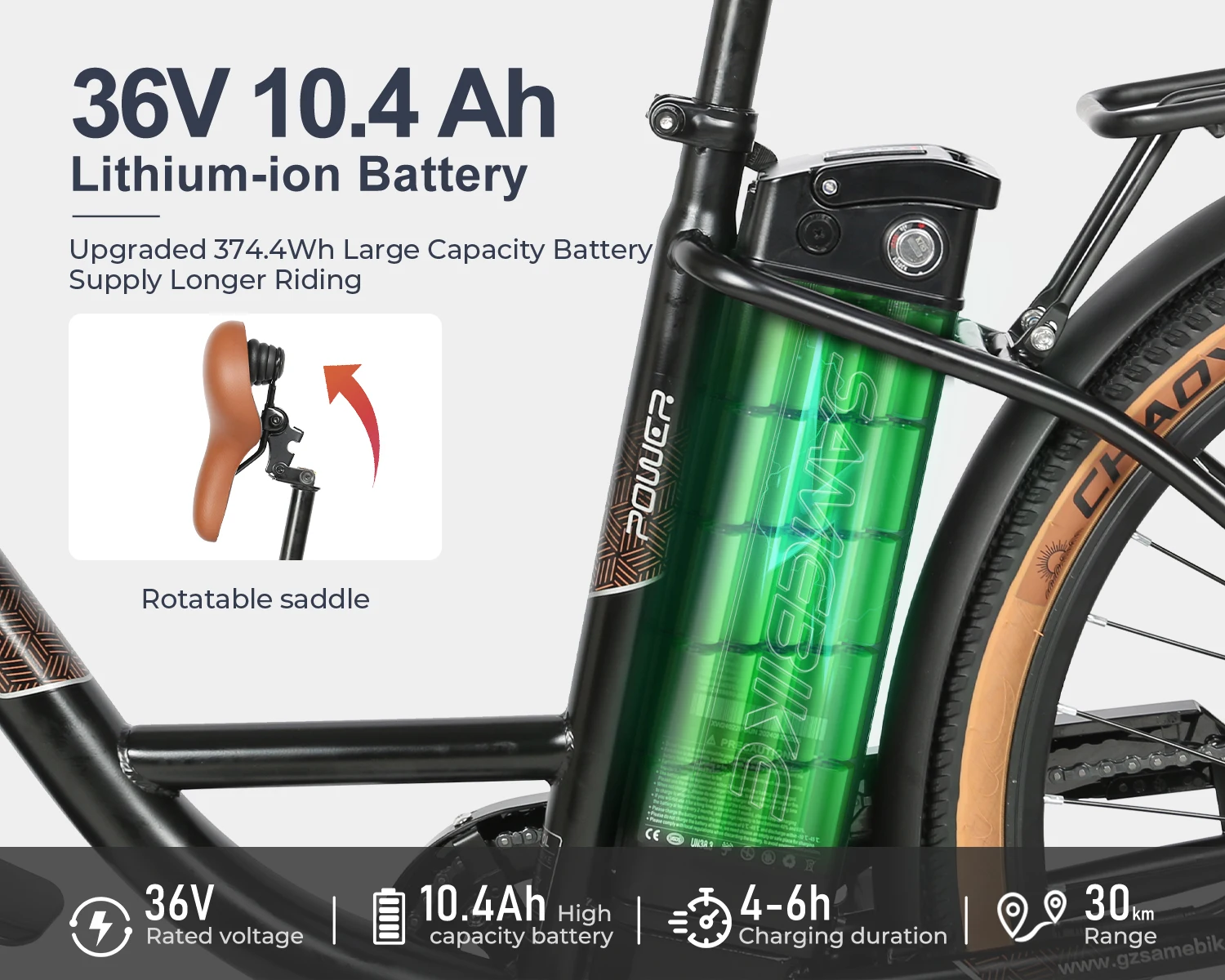 City Style TDE10Z 7 Speed Smart Controller Electric Bike 250W 36V 10.4ah Removable Battery Adult City Commuter Electric Bicycle