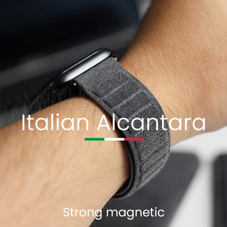 

Магнитный ремешок из алькантары для Apple Watch Ultra 2 Band 49 мм 45 мм 44 мм 41 мм, замшевые кожаные аксессуары для iWatch 9 8 7 6 5 SE