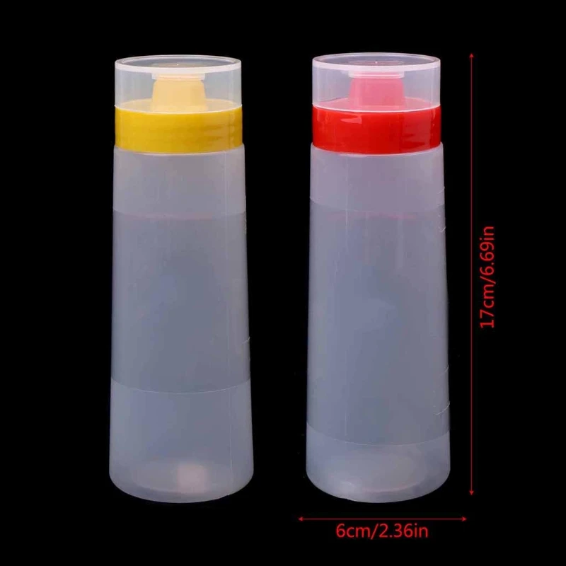 4-Hole Plastic Salad Dressing Squeeze Bottle Condiment Dispenser Ketchup Mustard