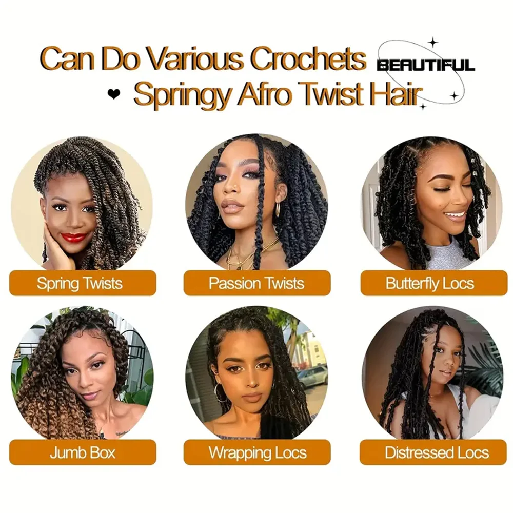 16/24inch Synthetic Pre-Separated Springy Afro Twist Hair 1B/30/27 Marley Hair Pre-Fluffy Natural Marley Crochet Hair for Women