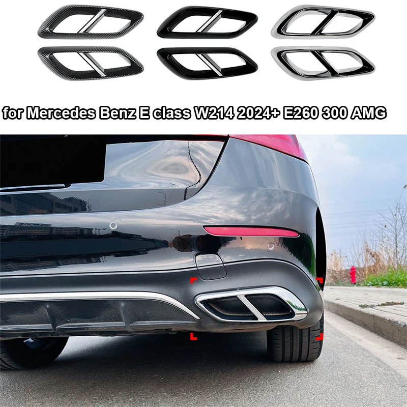 

Car Rear Throat Exhaust Pipe guard Sticker for Mercedes Benz E class W214 2024+ E260 300 AMG Tail lower Muffler Tips Cover Trim