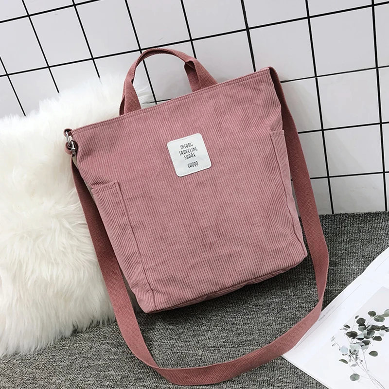 Suede Tote Bag Bolso Bandolera De Pana Para Mujer Espacioso Y