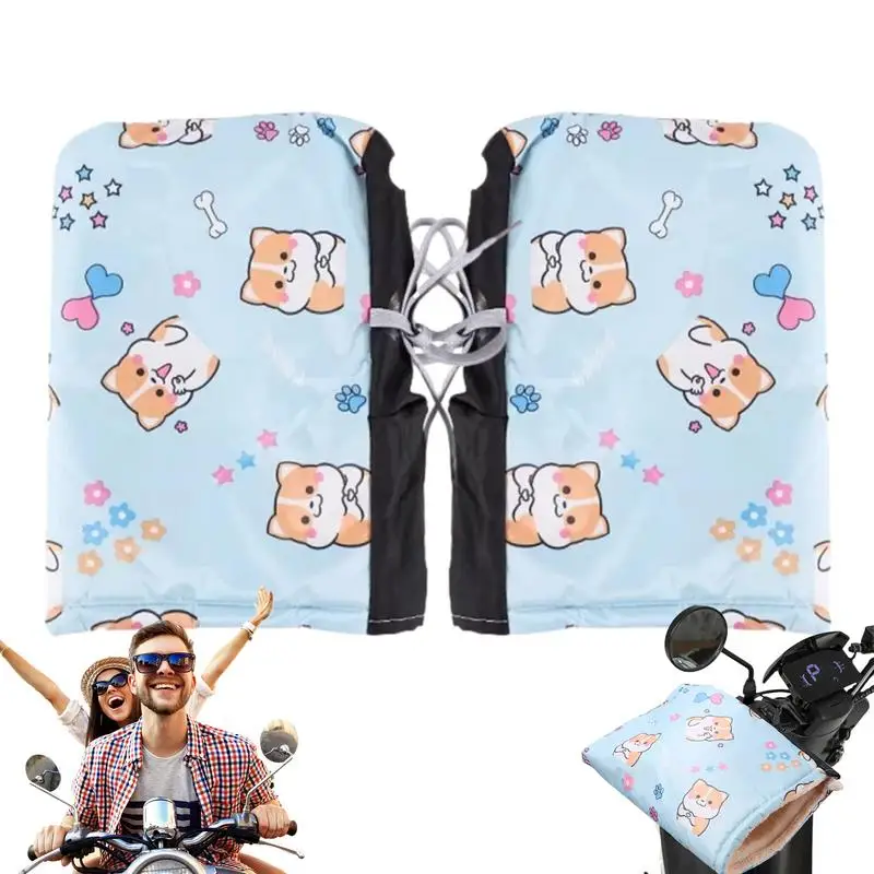 

Motorcycle Hand Muffs Windproof Mittens Hand Warmer Gloves Corgi Dog Pattern Universal Motor Handle Bar Gloves Thermal Gloves