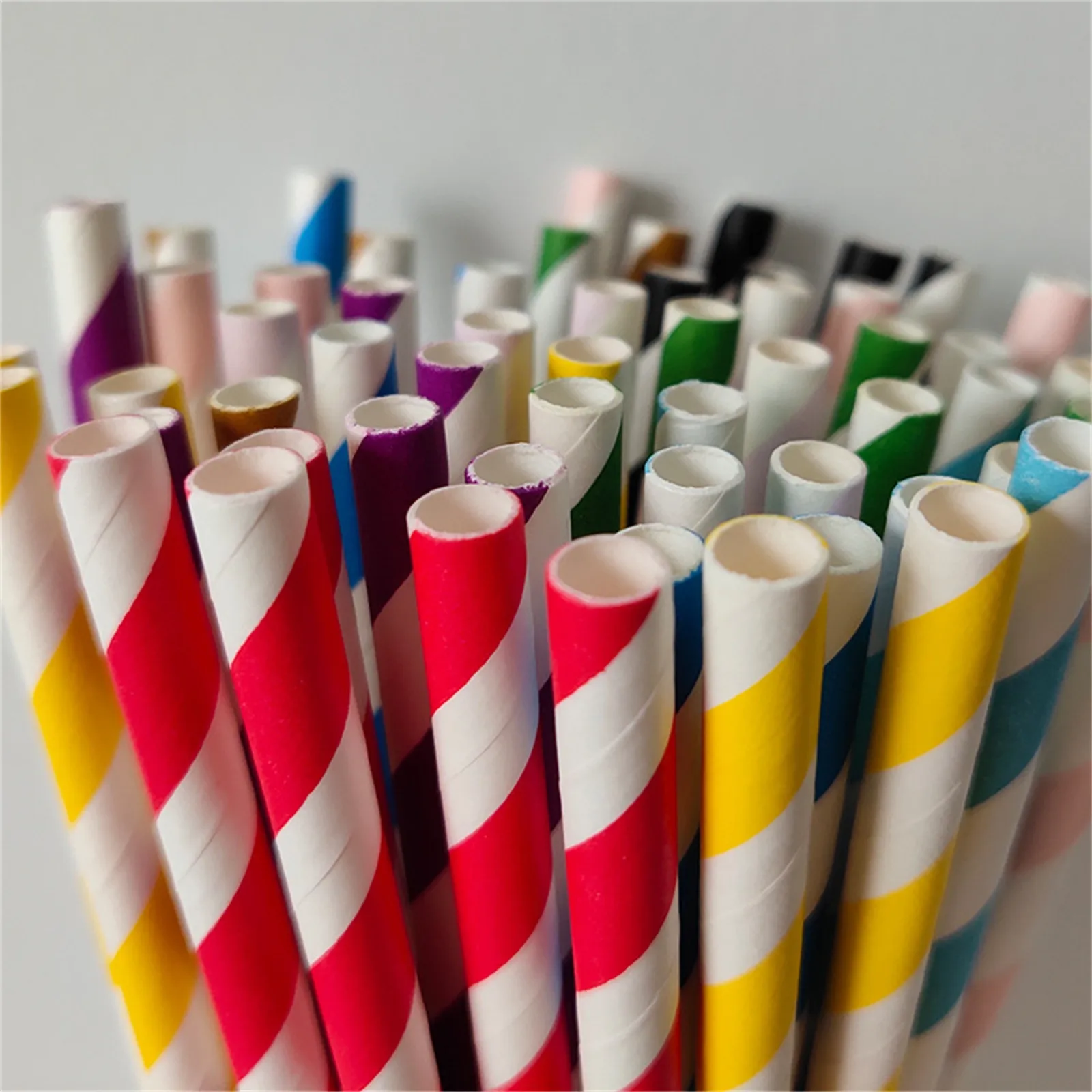 Biodegradable Stripes Paper Straws Pink Blue Yellow Stripes Drinking Straws Wedding Birthday Party Decoration Baby Shower Kids
