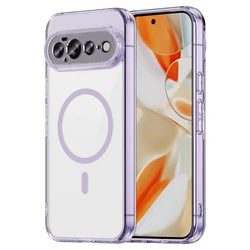 Magnetic Transparent Shockproof Phone Case with Soft TPU Frame & Acrylic Protective Cover for Pixel 11 Pro (Purple)