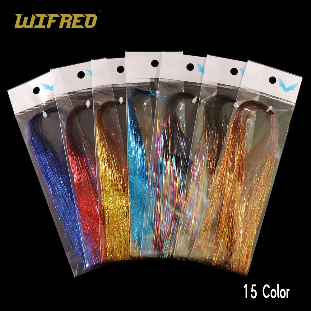 

Wifreo 20Packs 0.35mm Holographic Tinsel Flashabou for Streamer Pike Saltwater Large Flies Tying Material Krystal Flasher
