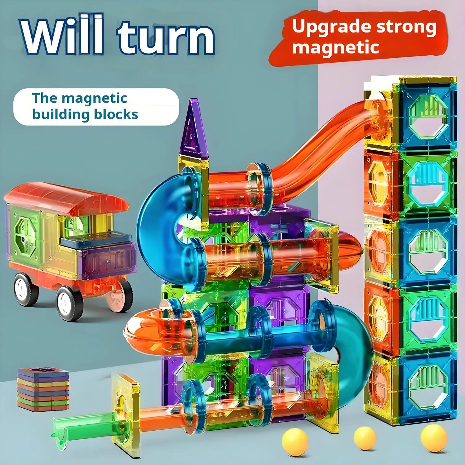 Magnetic Building Blocks STEM Toys for Kids 3D Transparent Educational Magnetic Tiles Learning Toys for Kids Birthday Gift magnetic building blocks,magnetic assembly toy
