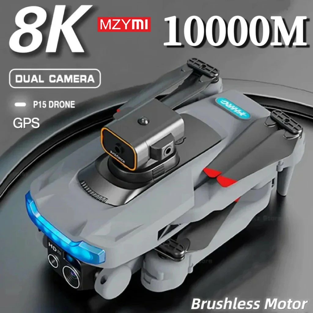 MZYMI P15 Drone Professional 8K GPS Dual Camera Obstacle Avoidance Optical Flow Positioning Brushless Upgraded RC 9000M fpv drone
