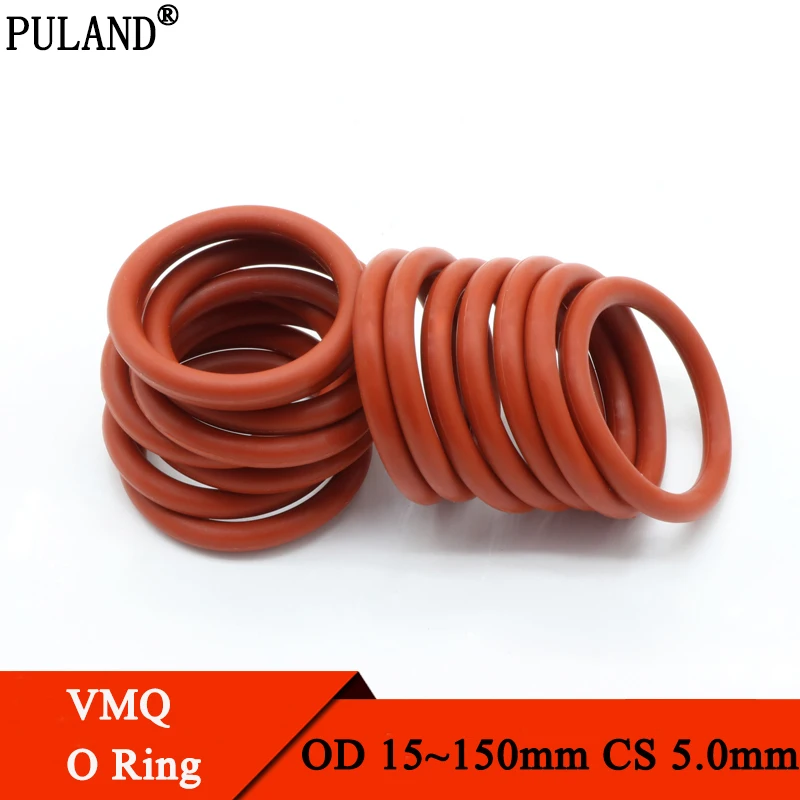 10pcs VMQ O Ring Seal Gasket CS 5mm OD 15 150mm Silicone Rubber
