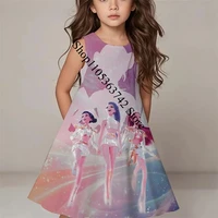 Robe sans manches pour filles avec impression 3D de personnages de jeux vidéo, robe de princesse décontractée d'été pour enfants de 3 à 12 ans, cosplay pour fête d'anniversaire 4