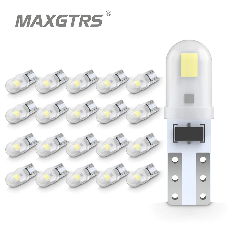 20PCS T5 74 W1.2W W3W Super Bright LED Bulbs Auto Wedge Dashboard Gauge Lamp Car Warning Indicator Instrument Cluster Light 10pcs car interior t5 led 1 smd dc 12v light ceramic dashboard gauge instrument ceramic car auto side wedge light lamp bulb