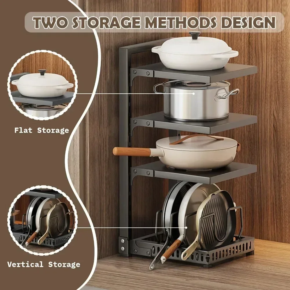 Kitchen Pot Holder Multi-Layer Frying Pan Rice Cooker Storage Rack Seasoning Bottle Debris Organizer Under Sink Pot Dish Rack