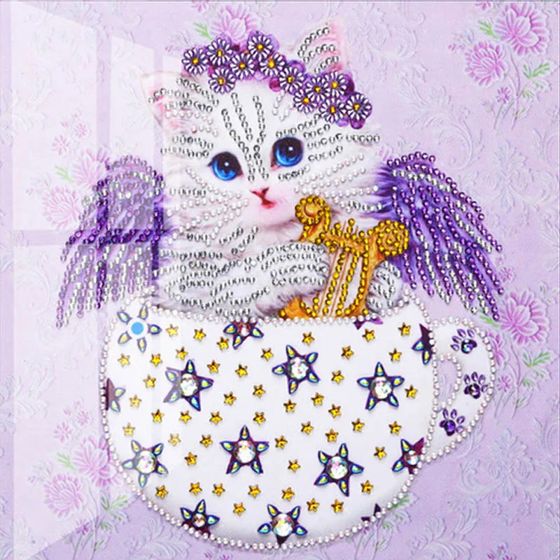 5D Cat Diamond Painting with Special Shape Diamond Embroidery Spring Autumn Winter Seasonal Rhinestone Mosaic Stickers