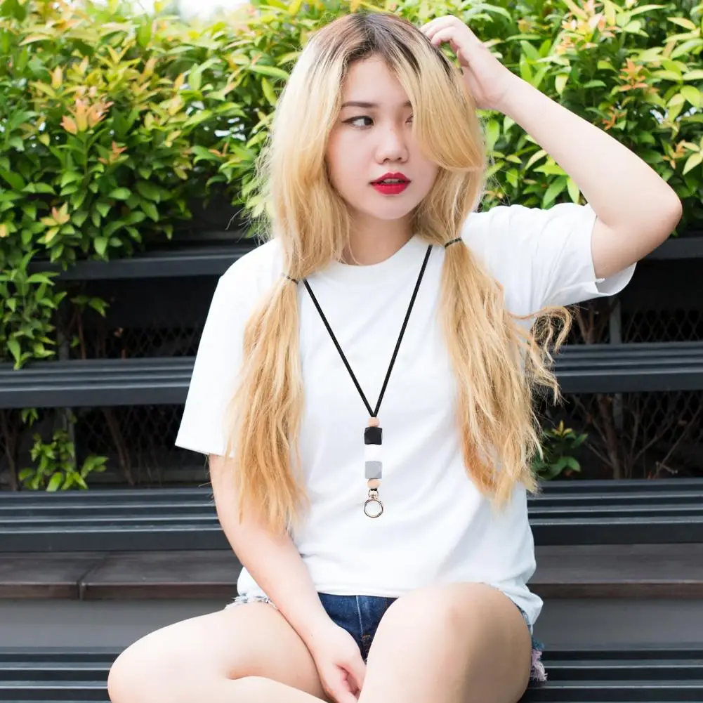 

Nylon Beaded Lanyard Adjustable Beaded Lanyard with Keyring Rotatable Id Card Holder Stylish Functional Keychain for Work