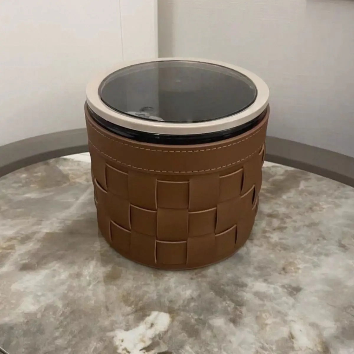 ? 손으로 짠 안장 가죽 쓰레기통 |   다용도 쓰레기통, 데스크탑, 자동차 콘솔..