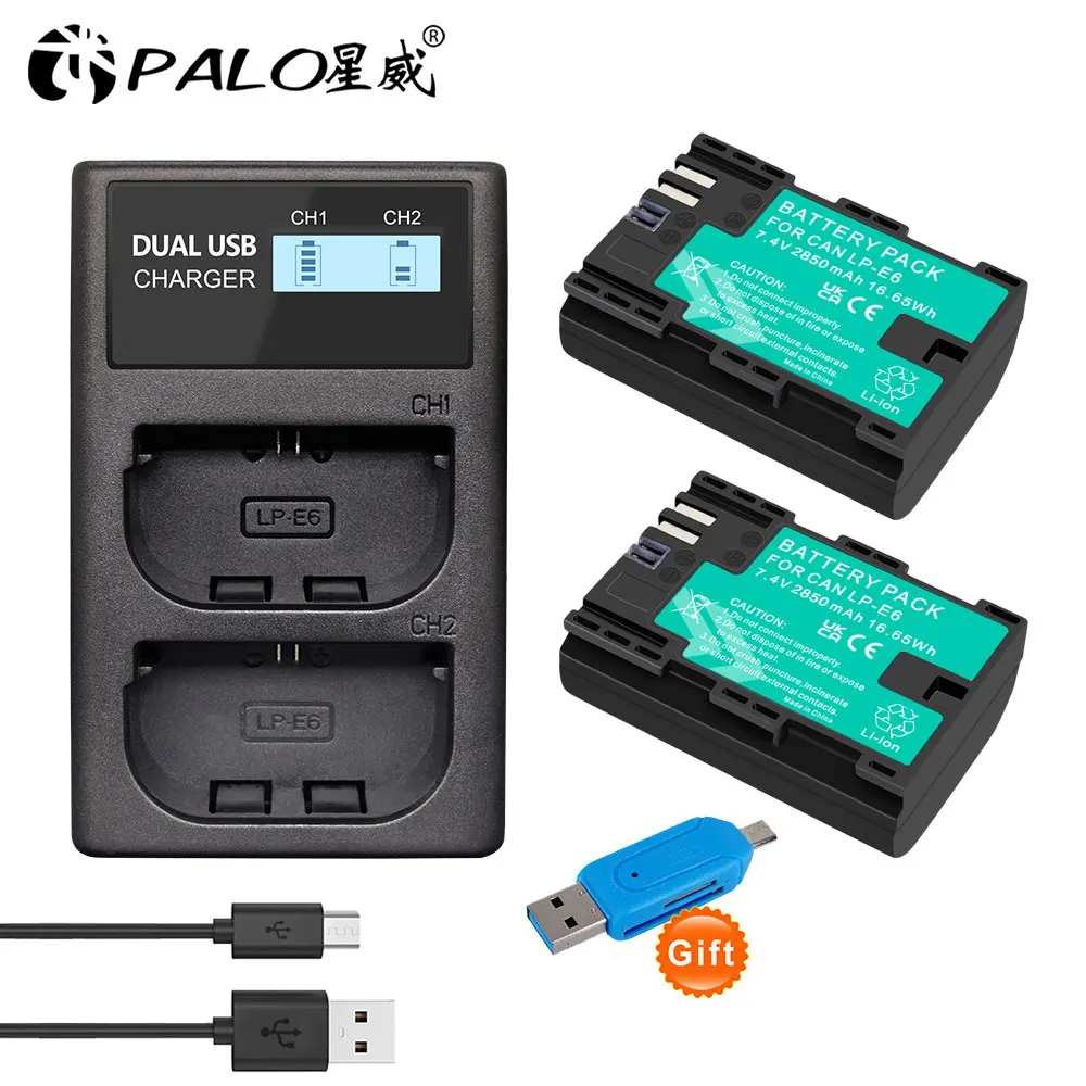 Batteria Per Fotocamera Palo 2850Mah Lp-E6 Lp E6 Lpe6 Per Canon 5D Mark Ii Iii 7D 60D Eos 6D 70D 80D Per Accessori Canon