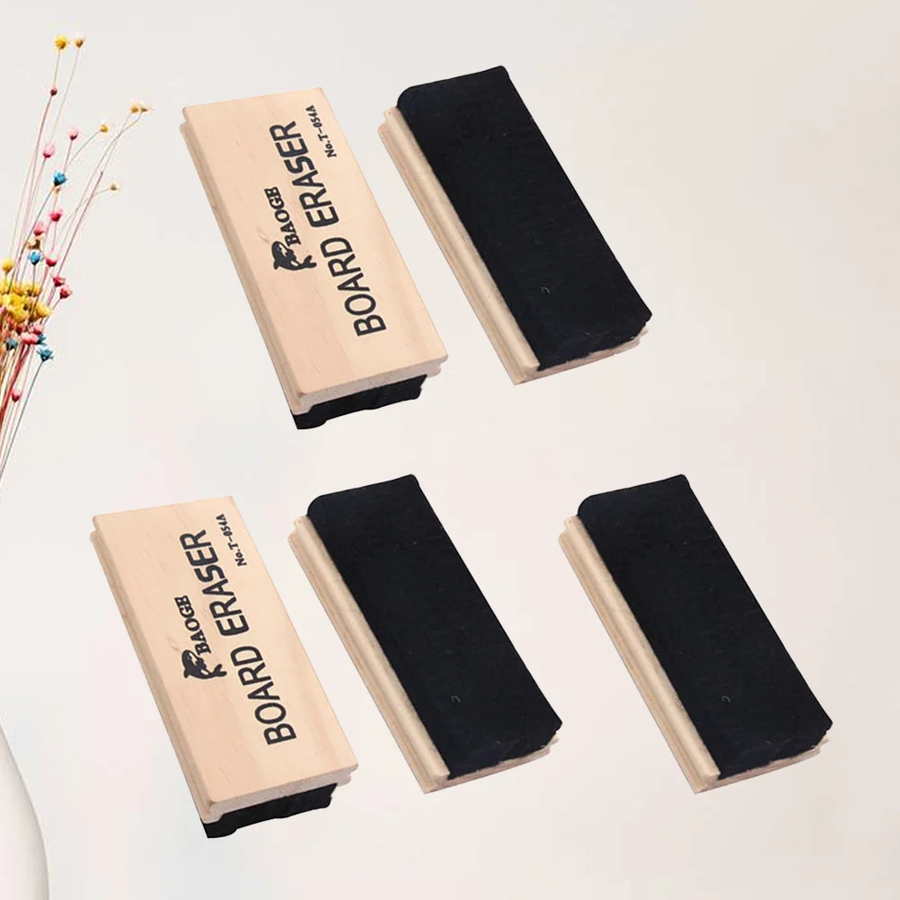 5 Pcs Wooden Blackboard Eraser Whiteboard Detergent Classroom Blackboards Office Dry for Erasers Kids