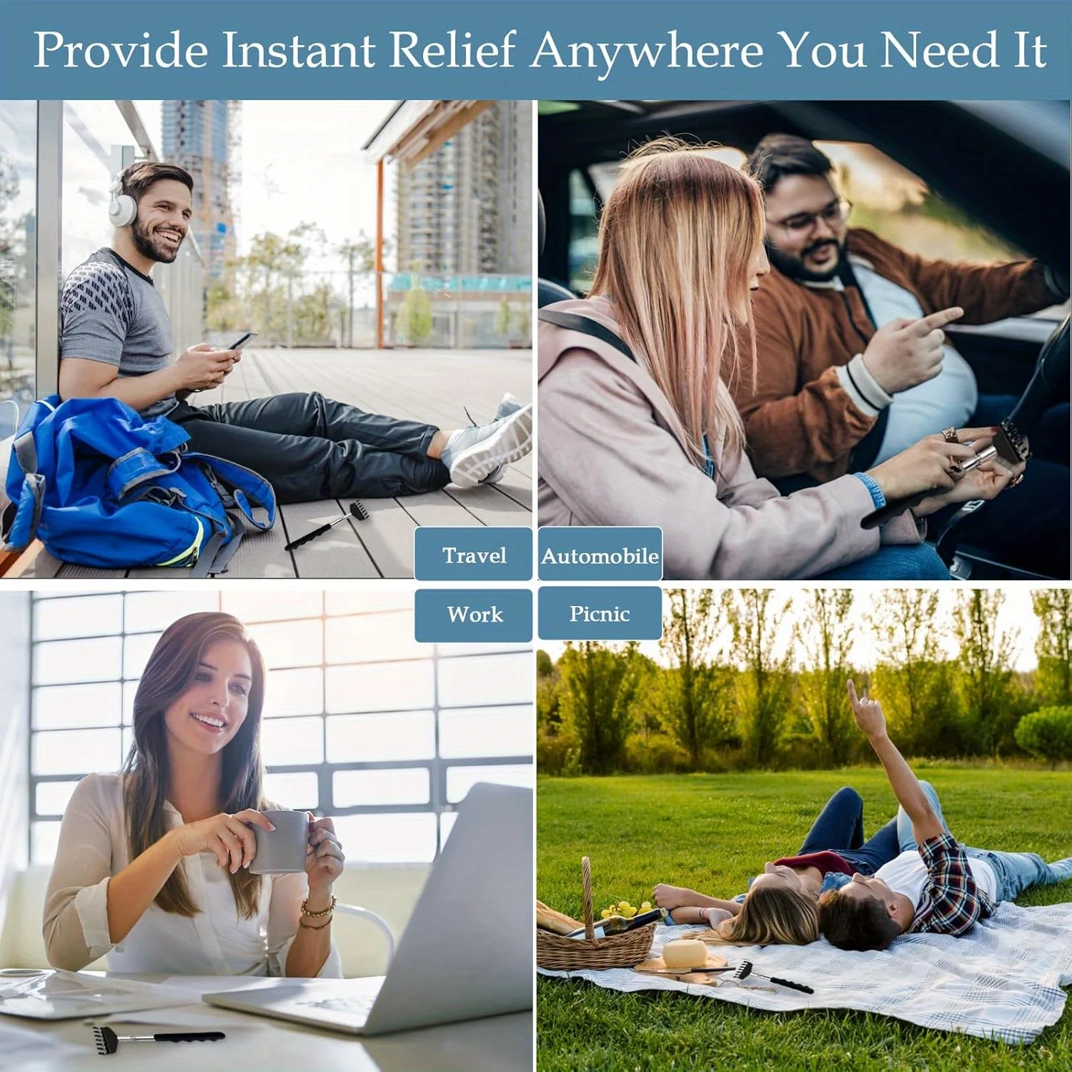 Handheld Back Scratcher Extendable Metal Portable Back Scratcher for Men Women Adults Telescoping Back Massager with PVC Handles