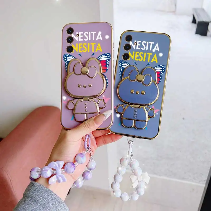 3-Piece Set: Dancing Butterfly Phone Case, Lanyard & Rabbit Stand