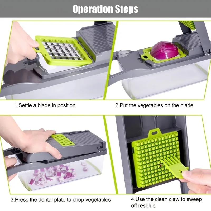 Multifunctional Vegetable Chopper 14 In 1 Cutter Dicer Slicer Mandoline For Onion Potato Tomato