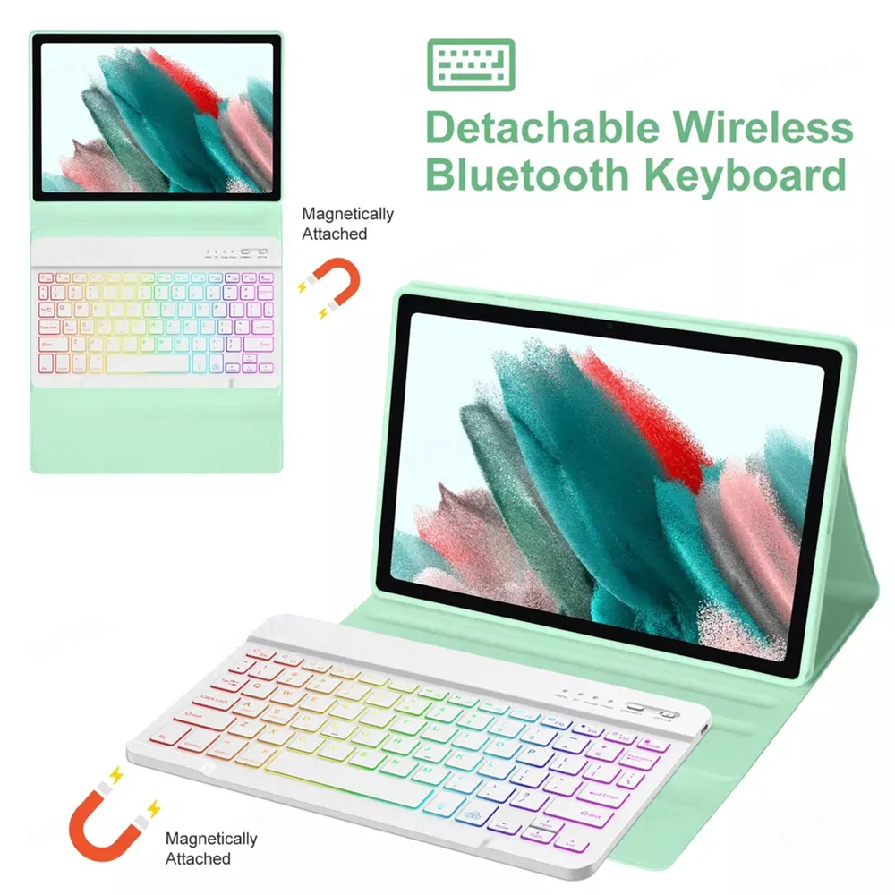 Teclado Mágico Retroiluminado Led Mouse Tablet sem Fio para Samsung Galaxy Tab a8 Case Tab a7 s7 fe Puls 12.4 Tab s8 11 Tab s6