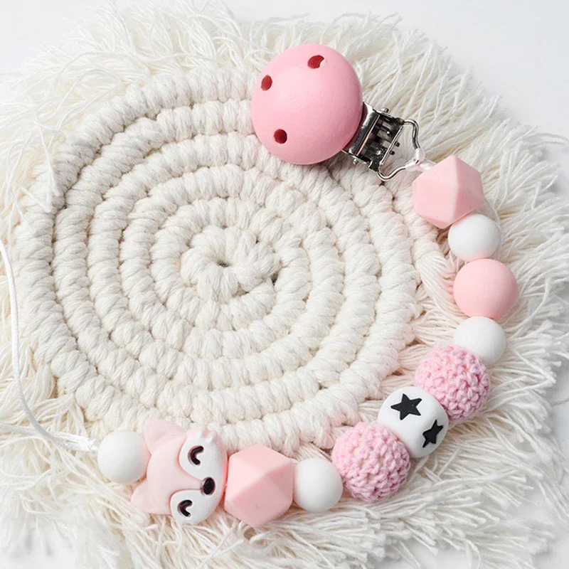 Baby Pacifier Clips Silicone Star Beads Pacifier Chains Infant Nipple Appease Soother Chain Clips Dummy Holder Nipple Gift