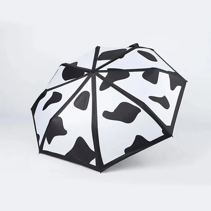

Black And White Cow Pattern Vinyl Anti-Ultraviolet Sunscreen Umbrellas Rainstorm Small Fresh Students Dual-Use Umbrellas