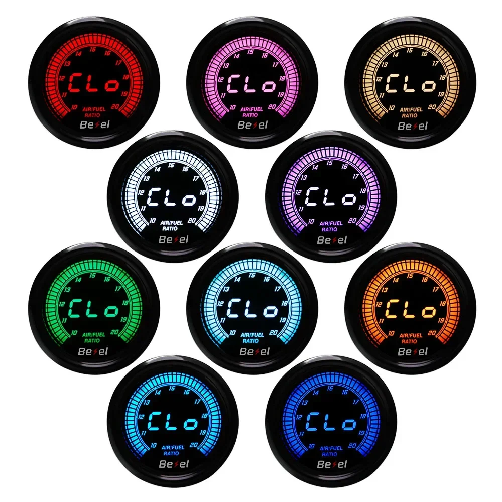 52mm Boost Water temp Oil temp Volt Vacuum Tachometer EGT Air fuel ratio Oil pressure Gauge 10 Color Car Meter 1