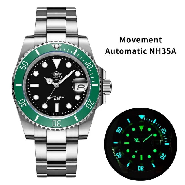

ADDIES Men Diver Watch 41mm Luxury Automatic Mechanical Wristwatch 20ATM Waterproof Luminous Sapphire Ceramic Bezel NH35 / 8215