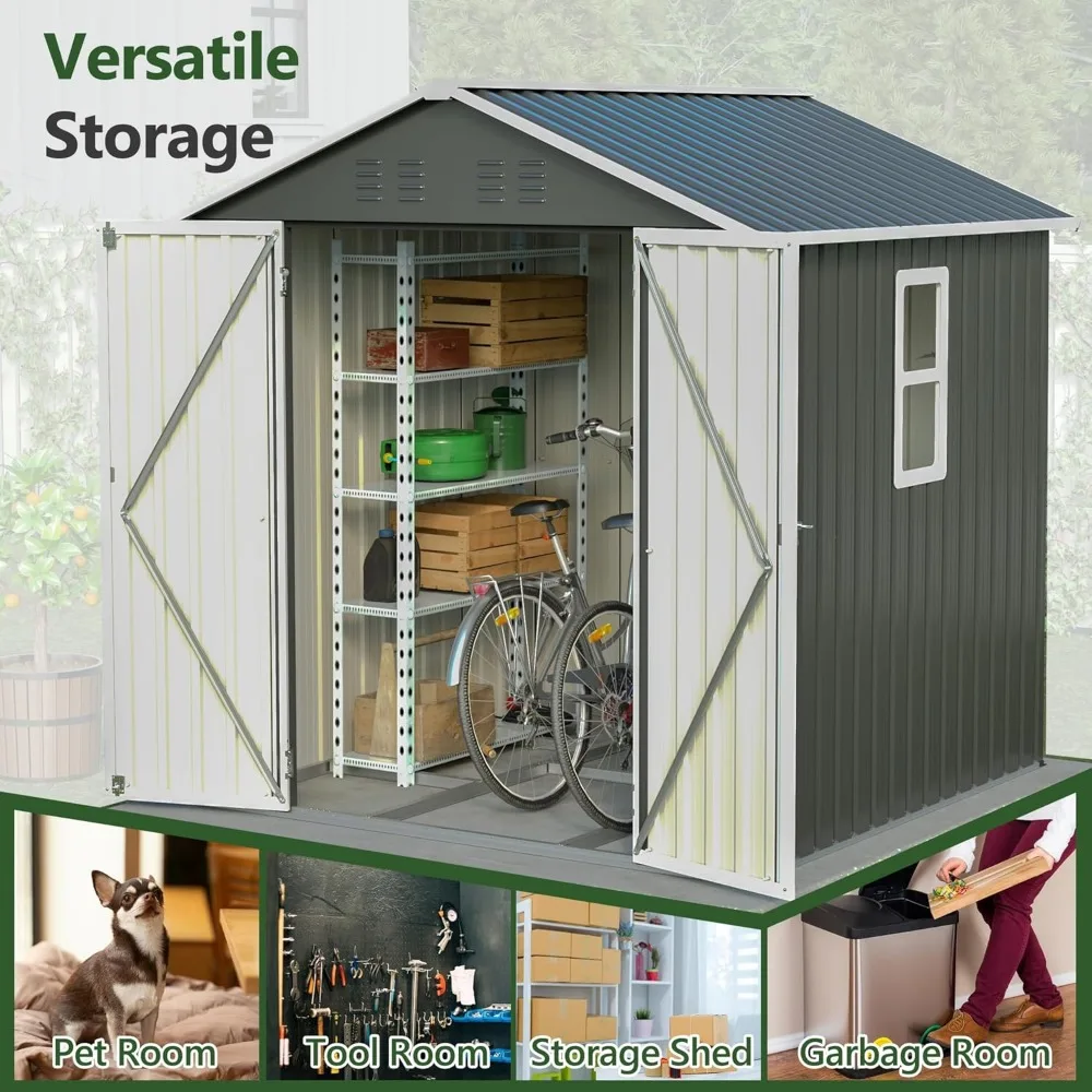 6x6 ft Metal Outdoor Storage Shed 3