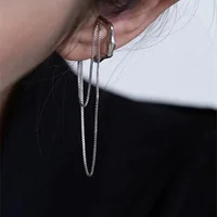 Goth Gold Silver Color Letter C Earcuff Tassel Chain Ear Cuff Fake Piercing Faux Earrings for Women Korean Fashion Clips Jewelry 1