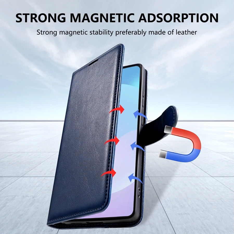 Leather Flip Wallet Case with Magnetic Closure
