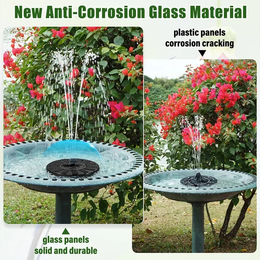 Solar Fountain Bird Bath Fountains Pump Upgraded Solar Powered Water Fountain with 7 Nozzles for Garden Pond Outdoor