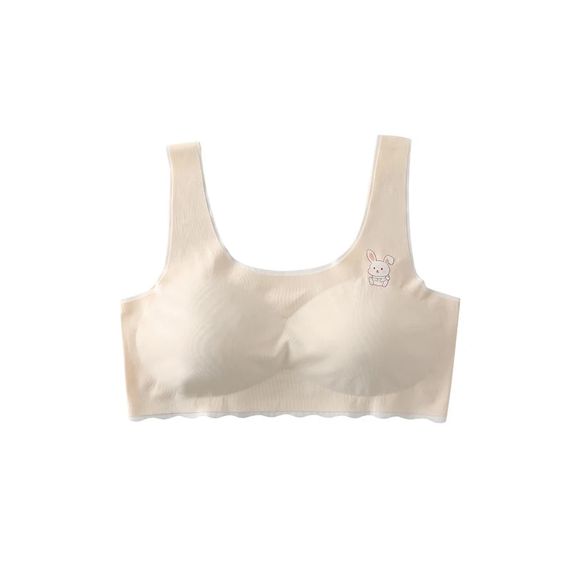 High Elastic Shockproof Fashionable Summer Cool Silk Seamless Sports Bra For Developmental Girls