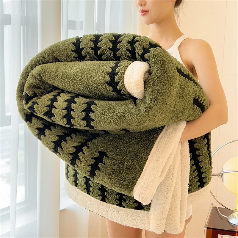 Thicken Warm Flannel Blanket Super Soft Fluffy Queen Blanket Single Double Size Cozy Skin-friendly Multifunctional Nap Blanket 1