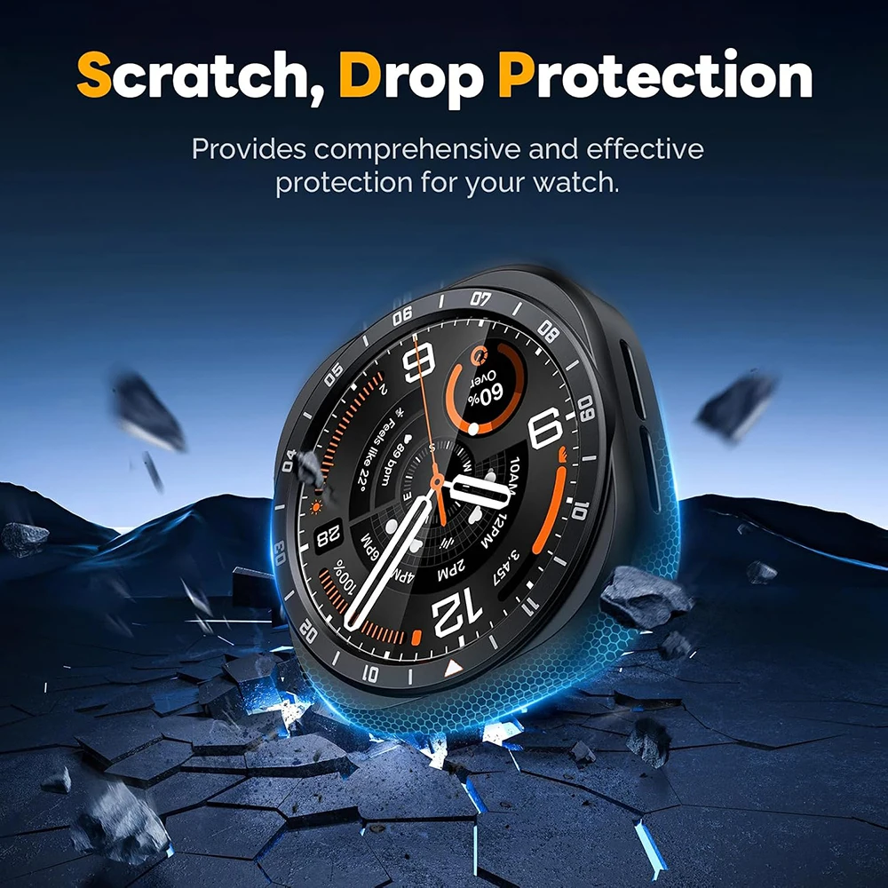 Enhanced Tempered Glass + PC Protective Case for Smartwatch - Durable Bumper Screen Protector