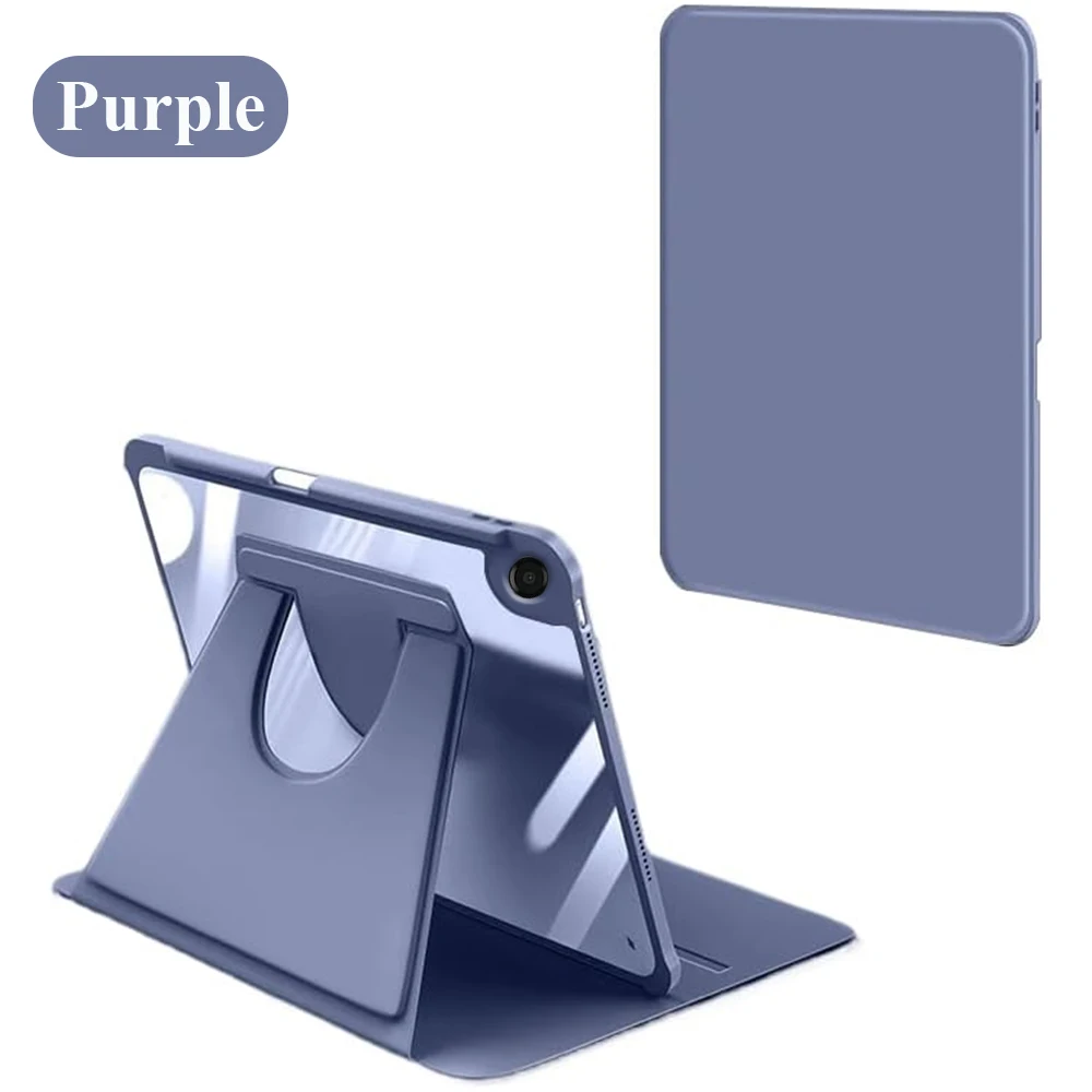 360 Degree Rotating Swivel Stand Protective Tablet Case with Clear Back Cover