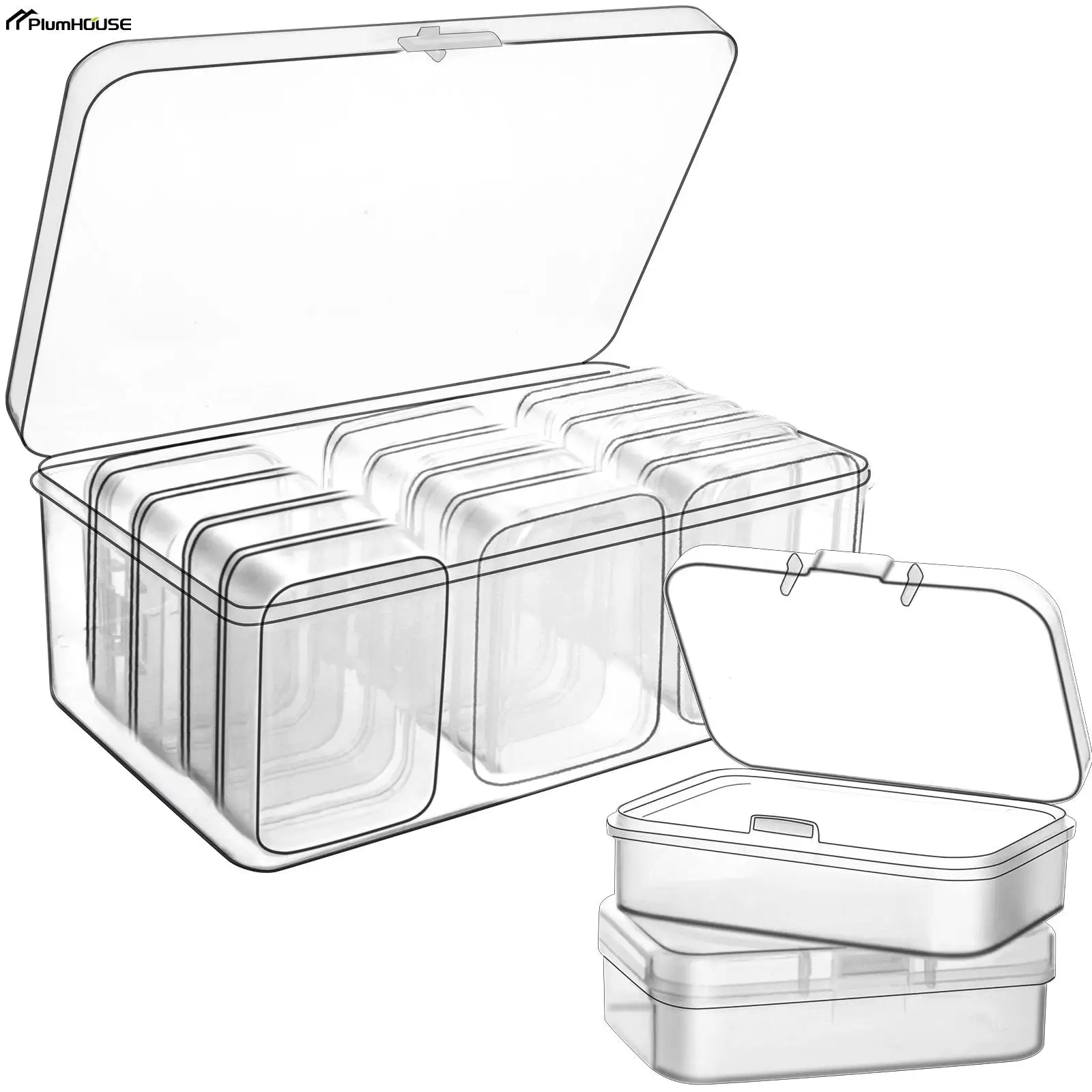 MFDSJ 12Pcs Mini Plastic Storage Containers Box with Lid, 3.5x2.4 Inches  Clear Rectangle Box for Collecting Small Items, Beads, Game Pieces,  Business