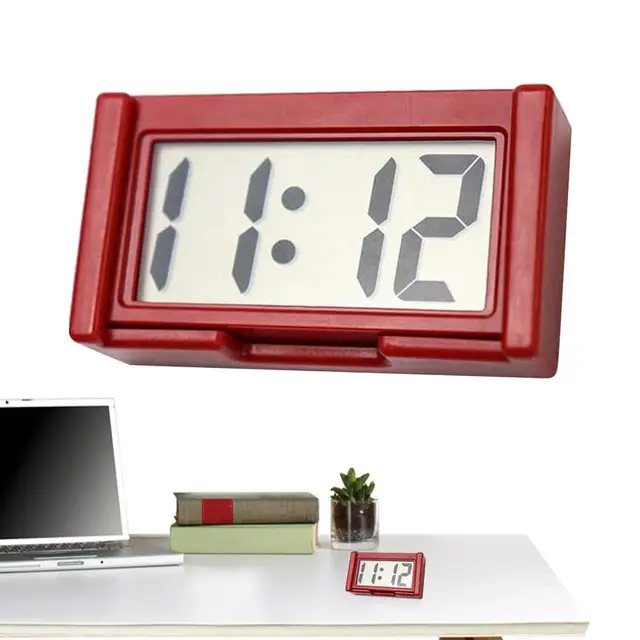 Electronic Clock For Car Dashboard Digital Display Car Clock Durable Self Adhesive Mini Clocks Car Electronic Accessories