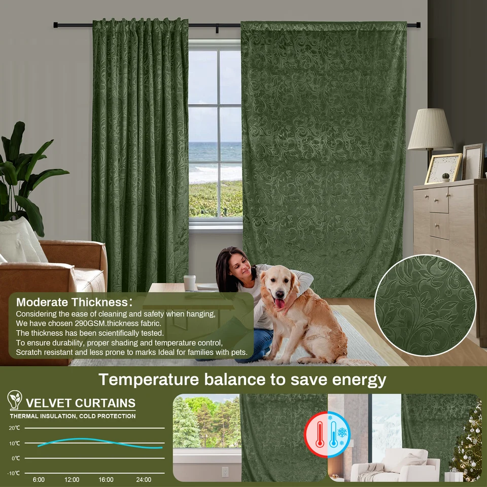 Tende oscuranti in velluto per camera da letto, isolamento termico, plissettate, tende oscuranti per finestre, 1 pannello, color champagne, 200 x 270 cm Tende oscuranti in velluto per camera da letto, isolamento termico, plissettate, tende oscuranti per finestre, 1 pannello, color champagne, 200 x 270 cm