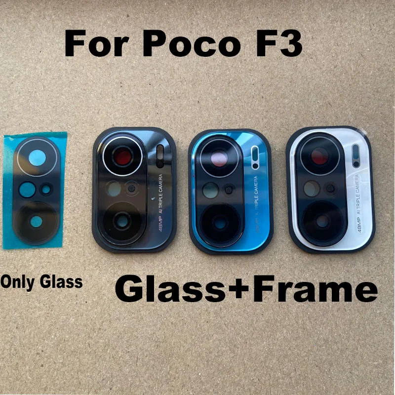 

Original New For Xiaomi POCO F3 Back Camera Glass Rear Lens With Frame Cover Holder Bezel Glue Sticker Adhesive