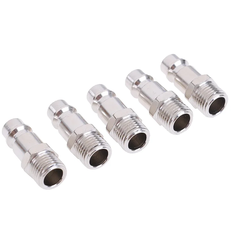 

5pcs Copper Iron Euro Air Line Hose Fitting 1/4" Quick Release Air Compressor Connector 33x11mm