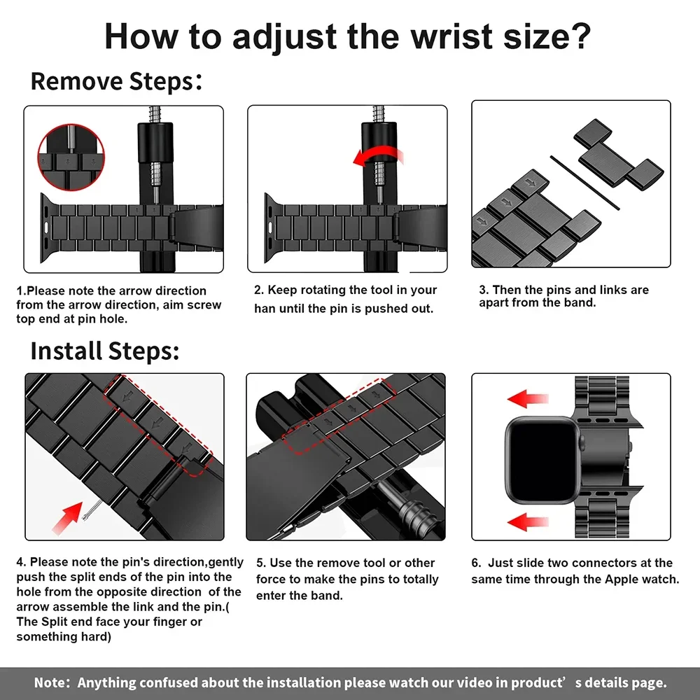 Elegant Stainless Steel Metal Watch Strap Band